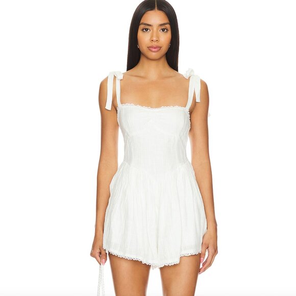 Show Me Your Mumu Regal Romper in White Short Mini Dress Bridal Bachelorette - Picture 1 of 3